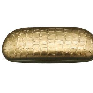 Dana Buchman glasses case gold hard 6.5x2.5" reptile embossed READ